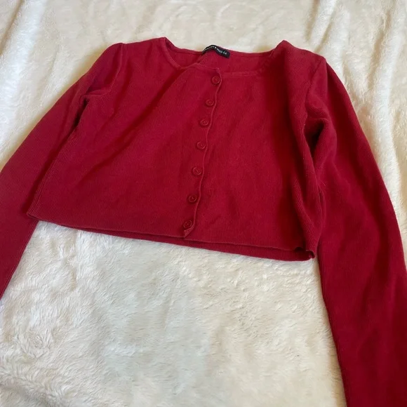 Brandy Melville long sleeve red button up